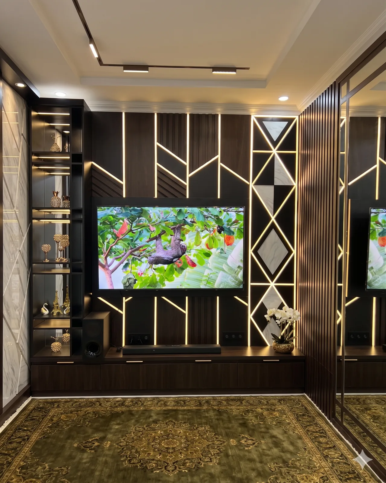 Backdrop TV Wall Panel Hitam